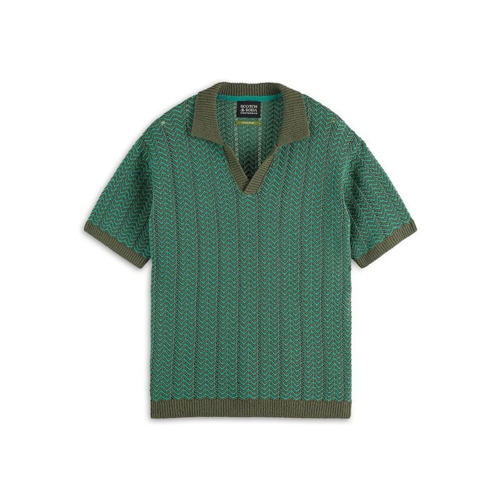 Scotch & Soda Mens Chevron Open Texture Polo Sweater, NWT